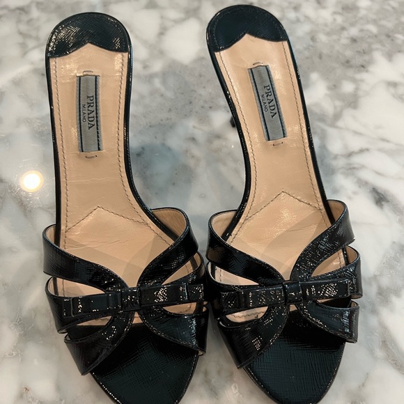 Prada Black Heeled Sandals